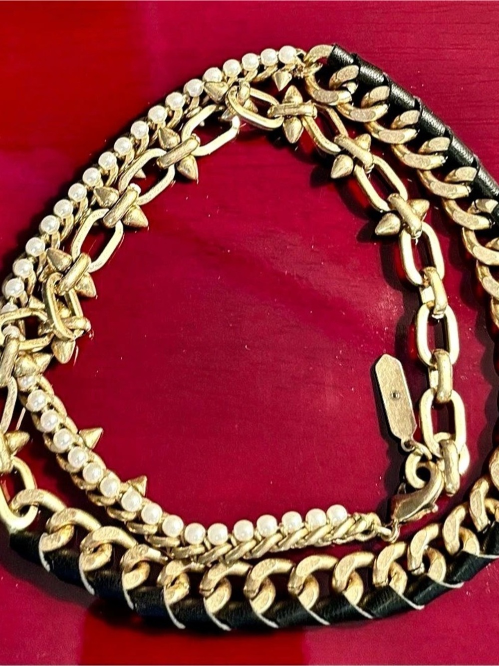 Stella & Dot Power Pearls Wrap Bracelet Gold & Black